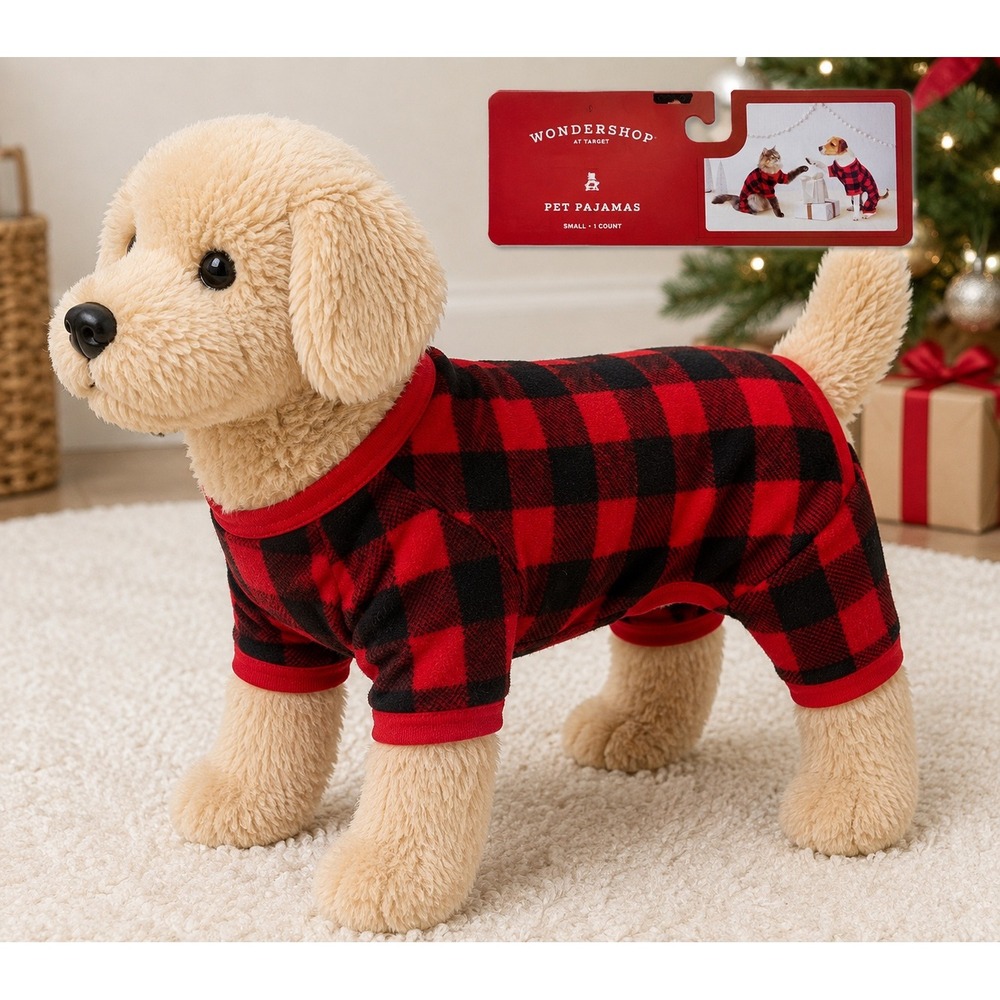 Wondershop Target Pet Pajamas Small Red Black Buffalo Plaid Christmas Dog PJs